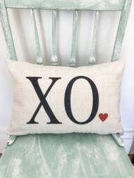 xo Heart Linen Lumbar Pillow Cover - Valentine's Day Decor - thumbnail 1