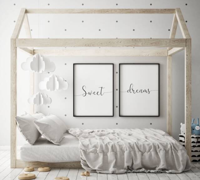 Sweet Dreams Print Duo Bedroom Wall Art, Sleep Quotes - image 1