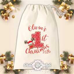 Personalised My First Christmas Santa Sack, Custom 1St Reindeer Present Bag, Baby Xmas Stocking - thumbnail 2