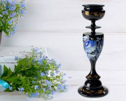 Hand Painted Ukrainian Candlestick Holder Petrykivka Floral Decor S022
