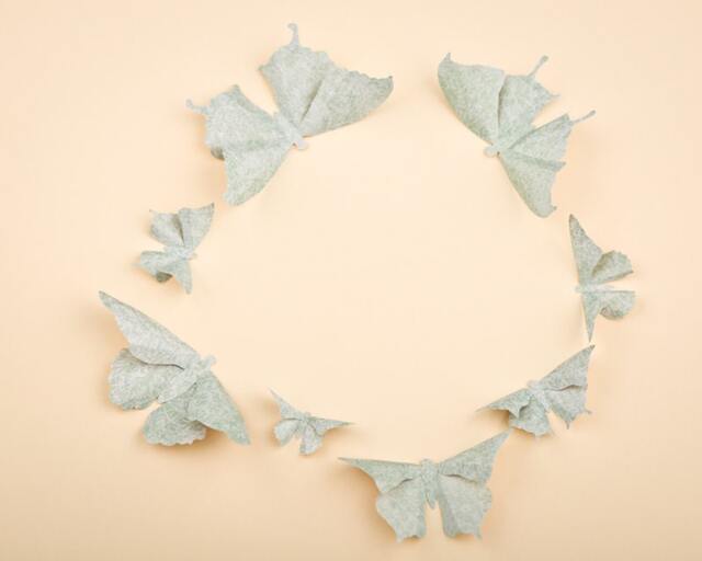 3D Butterfly Wall Art Aqua Damask Paper Butterflies For Decor, Nursery, Children's Room - image 1