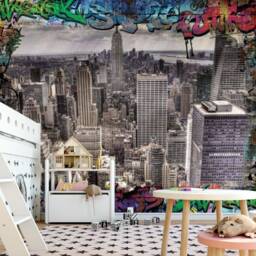 New York Graffiti Art Wallpaper Wall Sticker Decor Street 3D Mural Vinyl Exclusive Design Photo - thumbnail 2