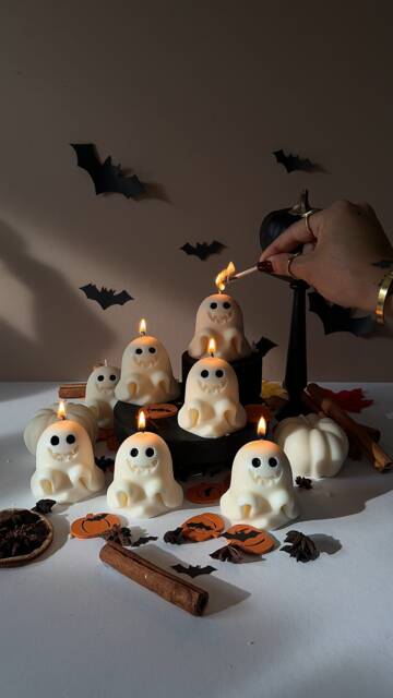 Handmade Ghost Soy Wax Candles Spooky Halloween Decor - image 1