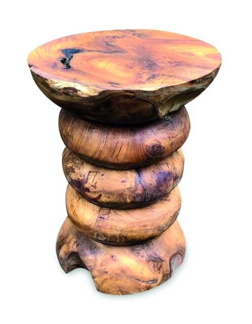 Teak Babybel Stacked Disc Lamp Table 45cm - image 1