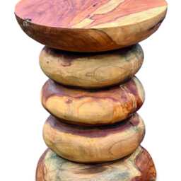 Teak Babybel Stacked Disc Lamp Table 45cm - thumbnail 4