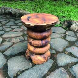 Teak Babybel Stacked Disc Lamp Table 45cm - thumbnail 2