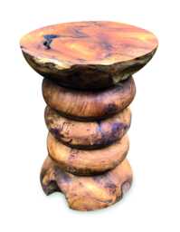 Teak Babybel Stacked Disc Lamp Table 45cm