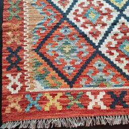 Kilim Rug Tribal, Handmade Artisan Afghan Turkish Aztec Geometric Wool 173x128 cm - thumbnail 2