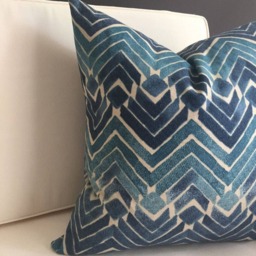 Blue Tribal Pillow Cover, Navy Ikat Print, Euro Sham, Lumbar, 100% Cotton - thumbnail 3