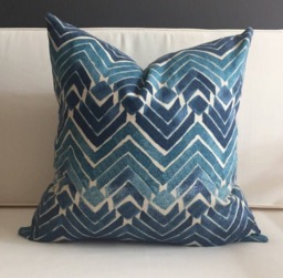 Blue Tribal Pillow Cover, Navy Ikat Print, Euro Sham, Lumbar, 100% Cotton - thumbnail 1