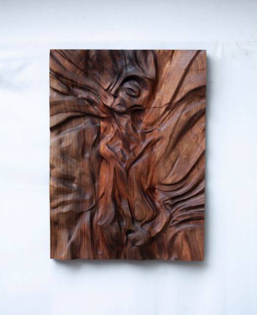 "Wooden Wall Sculpture, Us Delivery Duty Paid, ""Looking At You" - image 1