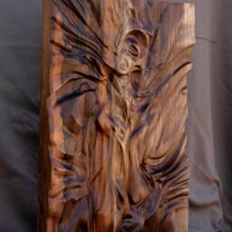 "Wooden Wall Sculpture, Us Delivery Duty Paid, ""Looking At You" - thumbnail 3