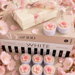 Cherry Blossom Tealight Gift Box - Luxury Coco Soy Wax Tealights Sakura Candle Floral Melts Mother's Day For Her - thumbnail 3