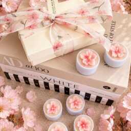 Cherry Blossom Tealight Gift Box - Luxury Coco Soy Wax Tealights Sakura Candle Floral Melts Mother's Day For Her - thumbnail 4