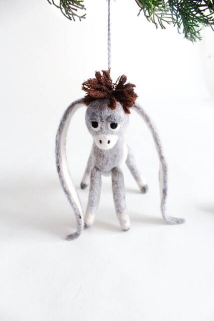 Christmas Ornament - Nestor The Small Long-Eared Donkey. Art Toy Felted Baby Donkey Gift For Kids - image 1