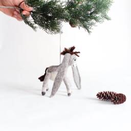 Christmas Ornament - Nestor The Small Long-Eared Donkey. Art Toy Felted Baby Donkey Gift For Kids - thumbnail 2