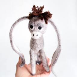 Christmas Ornament - Nestor The Small Long-Eared Donkey. Art Toy Felted Baby Donkey Gift For Kids - thumbnail 3