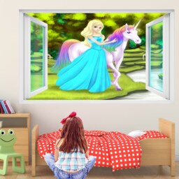Unicorn Princess Fantasy Forest Wall Sticker Mural Decal Print Art Kids Girls Bedroom Decor Gr11 - thumbnail 2
