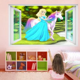 Unicorn Princess Fantasy Forest Wall Sticker Mural Decal Print Art Kids Girls Bedroom Decor Gr11 - thumbnail 1