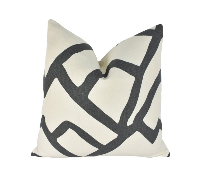 Schumacher - Zimba Charcoal Stylish Graphic Avant Garde Designer Cushion Cover Handmade Throw Pillow Luxury Home Decor - image 1