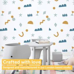Abstract Pattern Wall Decal - Boho Stickers For Kids Room, Nursery, Playroom PVC-Free, No Odour Reusable Peel & Stick Fabric - thumbnail 2