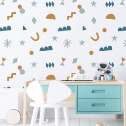 Abstract Pattern Wall Decal - Boho Stickers For Kids Room, Nursery, Playroom PVC-Free, No Odour Reusable Peel & Stick Fabric - thumbnail 1