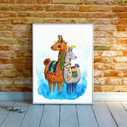 Llama Couple Poster, Alpaca Wedding Gift, Jack & Jill Shower Present - thumbnail 2