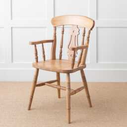 Farmhouse Carver Fiddle Back Kitchen Dining Chair 100% Solid Wood, Wooden Chair, Armchair, Fully Assembled