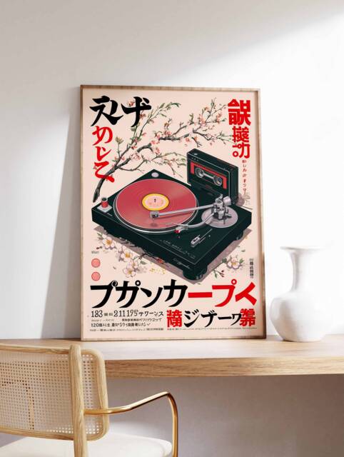 Japanese Retro Music Poster, Vintage Vinyl Wall Art, Print, Asian Decor, Gift - image 1