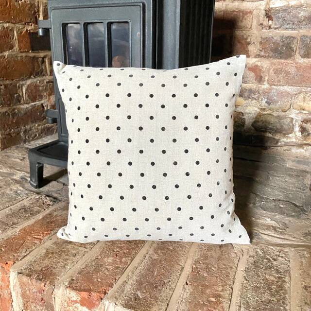 Spotty Polka Dot Blue - Handmade Shabby Chic Linen Cotton Blend Cushion Cover.various Sizes - image 1
