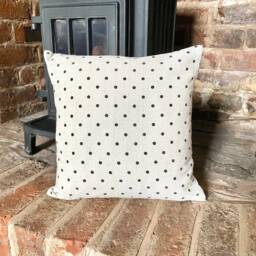 Spotty Polka Dot Blue - Handmade Shabby Chic Linen Cotton Blend Cushion Cover.various Sizes - thumbnail 1