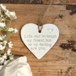 Hand Stamped Ceramic Heart Encouragement Gift, Positive Quote - thumbnail 1