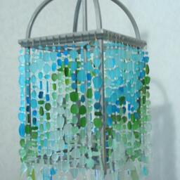Sea Glass Chandelier Coastal Beach House Lighting, 12x24 - thumbnail 4
