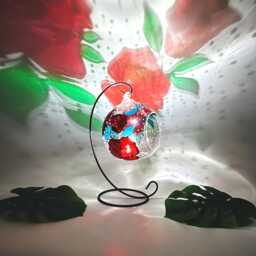 Hand Painted Red Roses Glass Candle Holder Anniversary Gift - thumbnail 1