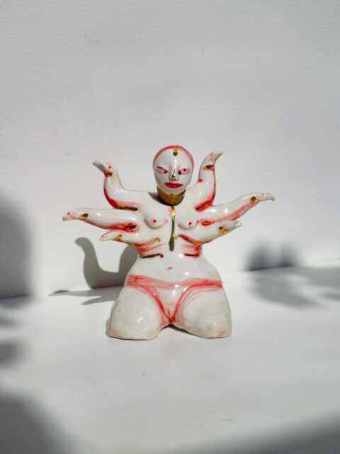 Ceramic Goddess, Art Figure With Removable Head - image 1