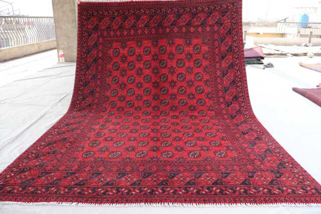 7x10 Vintage Rug, Afghan Bokhara Handmade Wool Oriental Large Area Turkmen Tribal Bedroom, Living Room Rug - image 1
