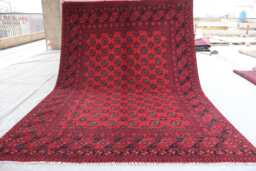 7x10 Vintage Rug, Afghan Bokhara Handmade Wool Oriental Large Area Turkmen Tribal Bedroom, Living Room Rug - thumbnail 1