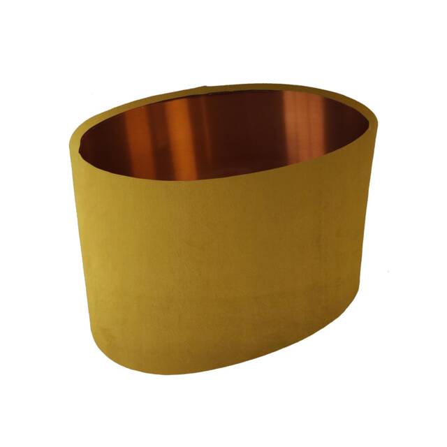 Mustard Oval Lampshade in Velvet With Copper Lining - image 1