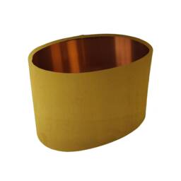 Mustard Oval Lampshade in Velvet With Copper Lining - thumbnail 1
