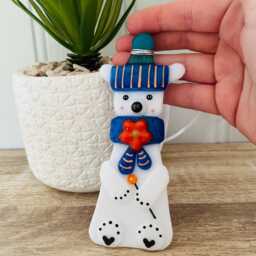Cute Polar Bear Fused Glass Decoration, Christmas Fused Glass Ornament, Cornwall, Cornish - thumbnail 1