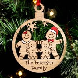Personalised Wooden Gingerbread Family Bauble, For A Of 3 Up To Family 6 - thumbnail 3