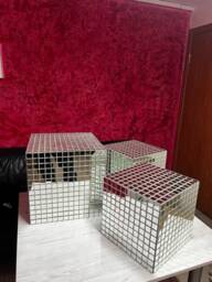 Mirror Tile Cube, Shelf, Handmade Tile Cube, Designer Furniture, Coffee Table. Disco Cube