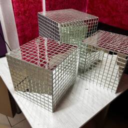 Mirror Tile Cube, Shelf, Handmade Tile Cube, Designer Furniture, Coffee Table. Disco Cube - thumbnail 3