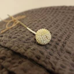 Forest Green Linen Cotton Waffle Throw Blanket With Fringe - thumbnail 4
