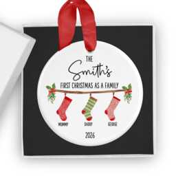 Personalised First Christmas As A Family Of 3, 4, 5 Or 6 Bauble Ornament - thumbnail 1