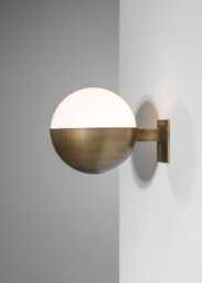 Mid Century Italian Brass Opaline Wall Sconce - Stilnovo Style Light - thumbnail 1