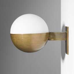 Mid Century Italian Brass Opaline Wall Sconce - Stilnovo Style Light - thumbnail 2