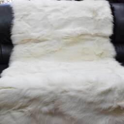 Real Fox Fur Blanket Throw White Color, Home Warmer - thumbnail 2