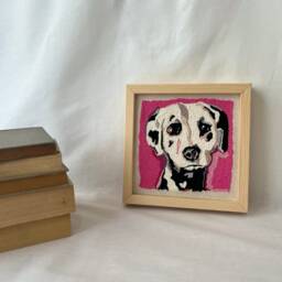 Custom Pet Portrait Framed Canvas Art Handmade Punchwork Wall Hanging - thumbnail 3