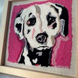 Custom Pet Portrait Framed Canvas Art Handmade Punchwork Wall Hanging - thumbnail 4